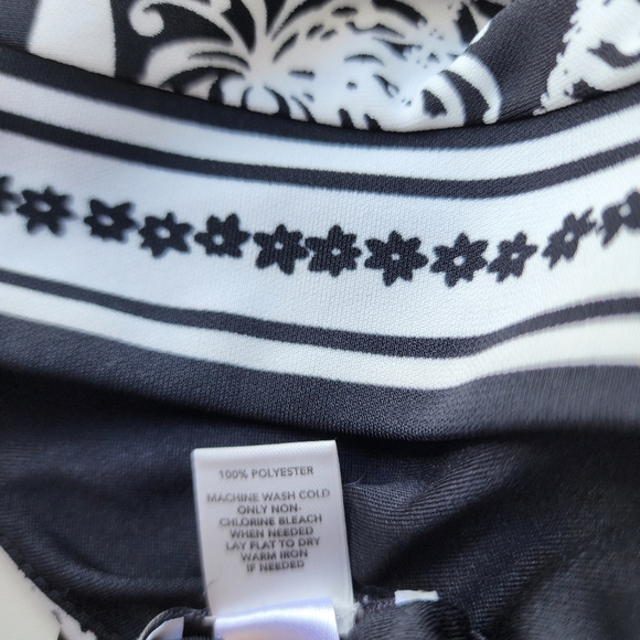 Ann Taylor LOFT Shift Dress Floral Cap Sleeve Empire Waist Black White Stretch 6 - Picture 11 of 16